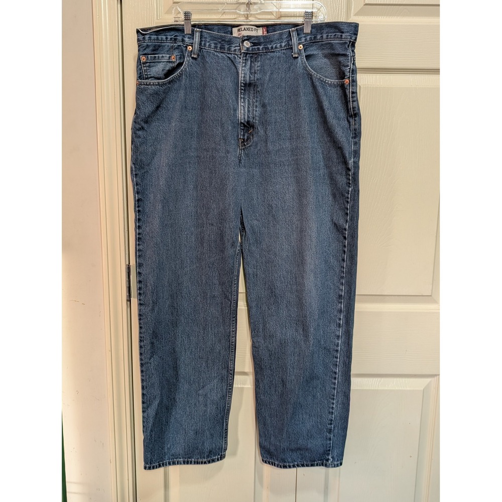 Y2K Levi's 550 Relaxed Fit VTG Style Minimalist Denim Jeans Blue 42x32 Made 2010